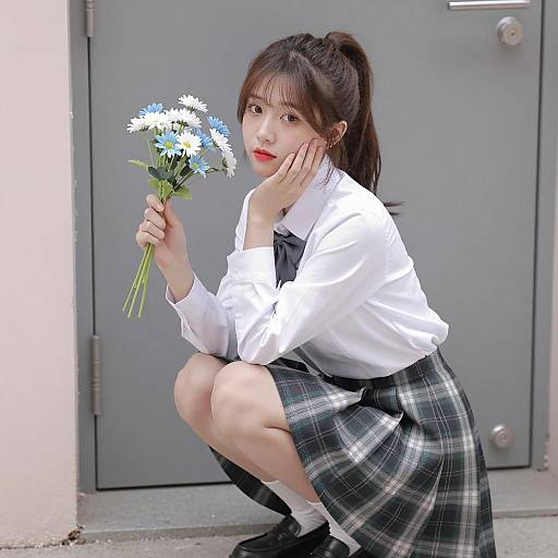 Charming Asian Woman in Stylish Outfit