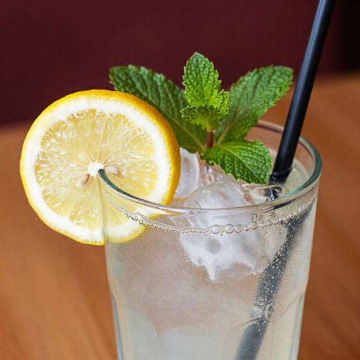 Refreshing Lemon Mint Cocktail Close-Up
