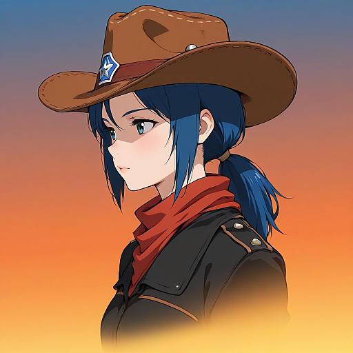 Minimalist Ghibli Boy with Cowboy Hat