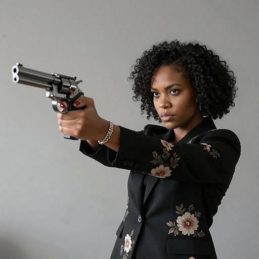 Confident Woman Aiming Revolver