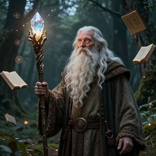 Elderguru in Mystical Forest Clearing