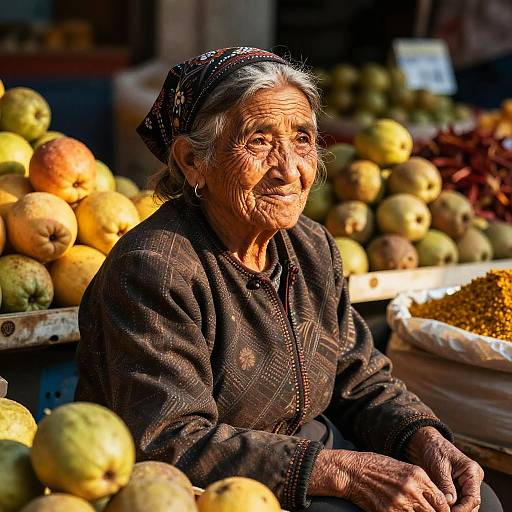 Elderly Woman in Vibrant Market