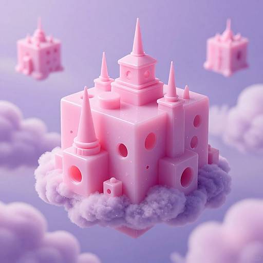 Dreamlike Pink Gelatinous Cityscape