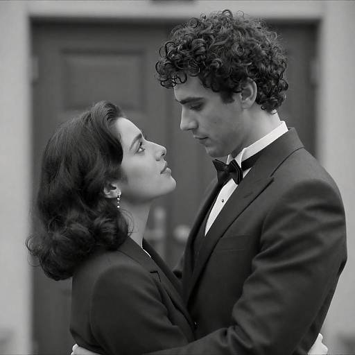 Intense Embrace: A Black and White Portrait