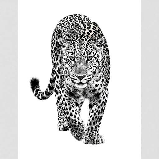 Black and White Leopard Digital Drawing