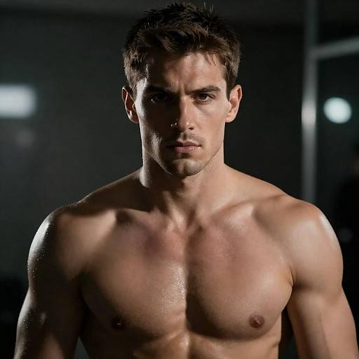 Intense Portrait of a Muscular Man