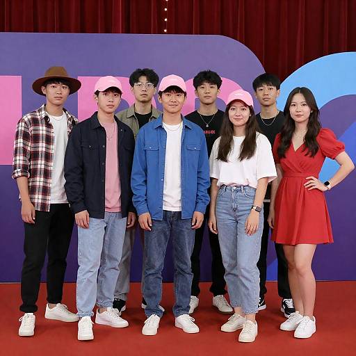 Vibrant Teenagers on Red Carpet