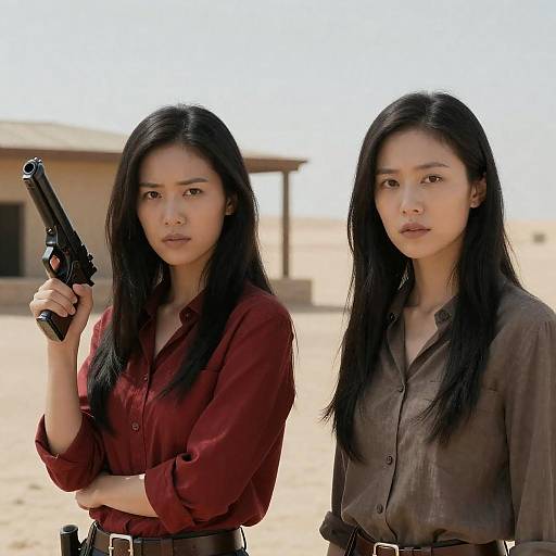 Intense Desert Standoff: Two Women