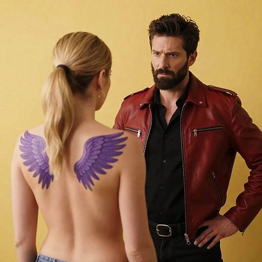 Intense Couple Portrait with Colorful Background