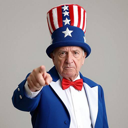 Patriotic Elderly Man Commanding
