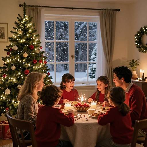 Cozy Festive Family Christmas Scene