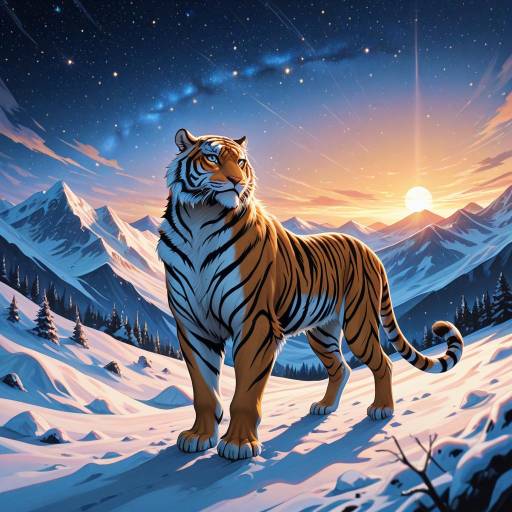 Majestic Bengal Tiger in a Snowy Landscape Majestic Bengal Tiger in a Snowy Landscape