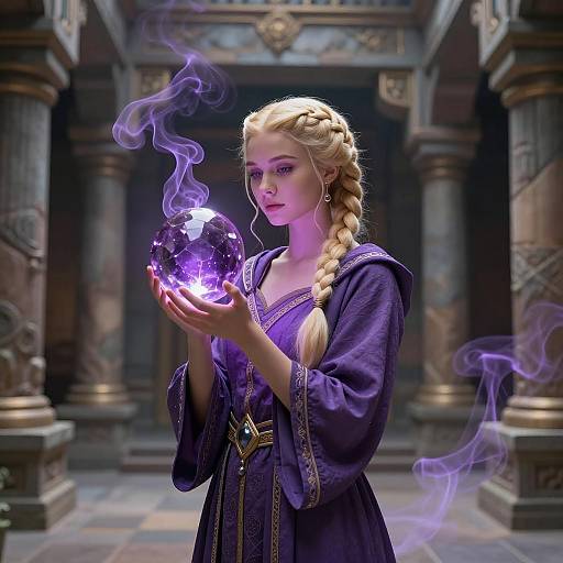 Enchanting Sorceress in Ancient Temple