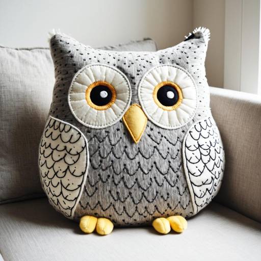 Plush Owl Pillow on Couch