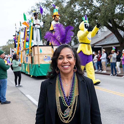 Woman at Mardi Gras Parade Floats