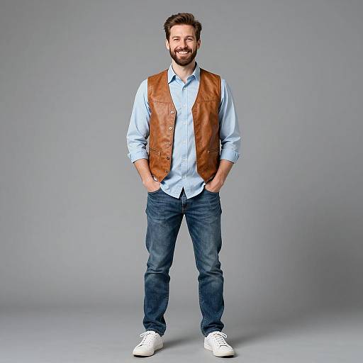 Smiling Man in Casual Realtor Costume