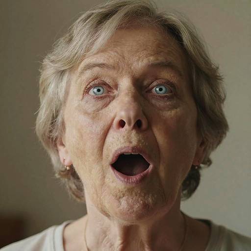 Elderly Woman White-Eyed Horror Portrait