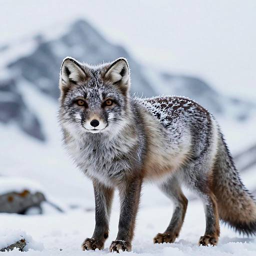 Realistic Arctic Fox on Snowy Ridge