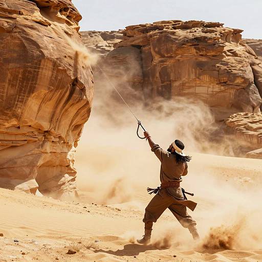 Desert Nomad Warrior Launching Grappling Hook