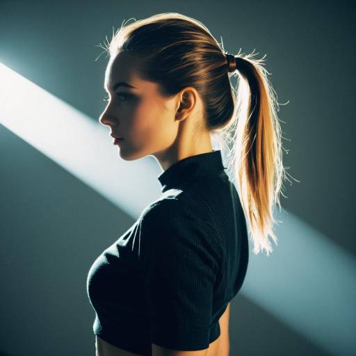 Fashion Model with Low Ponytail and Backlight Fashion Model with Low Ponytail and Backlight