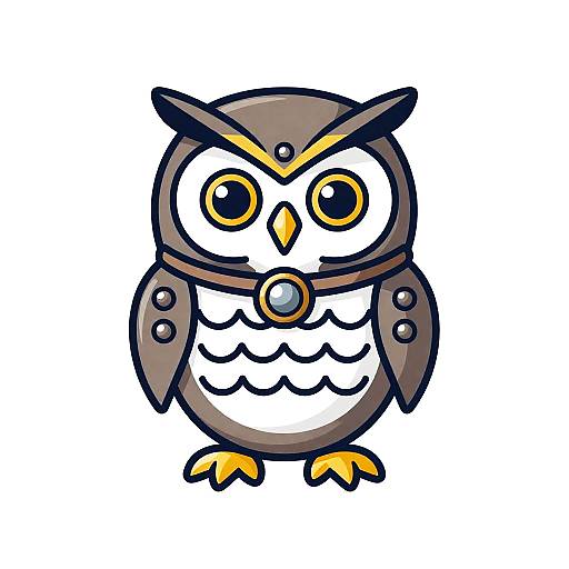 Steampunk Owl Cartoon Vector Art