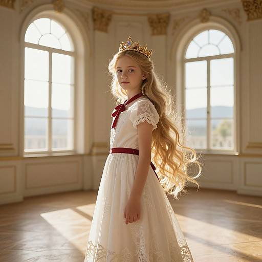 Regal Blonde Girl in Sunlit Room