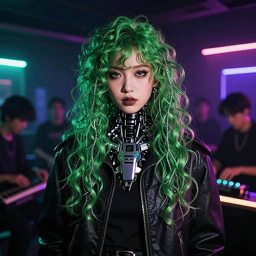 Anime Android Bard in Retro Jazz Club