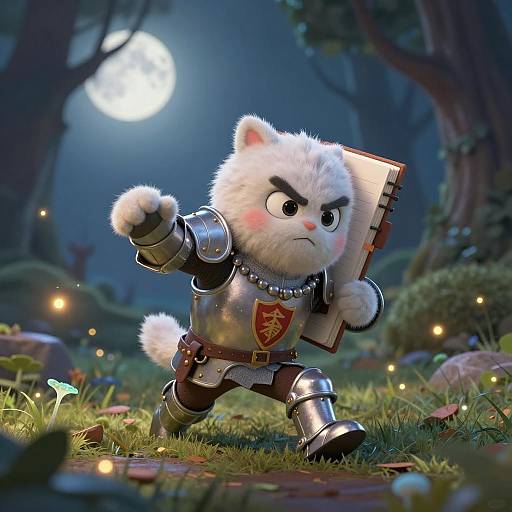 Whimsical Bookish Scholar in Armor