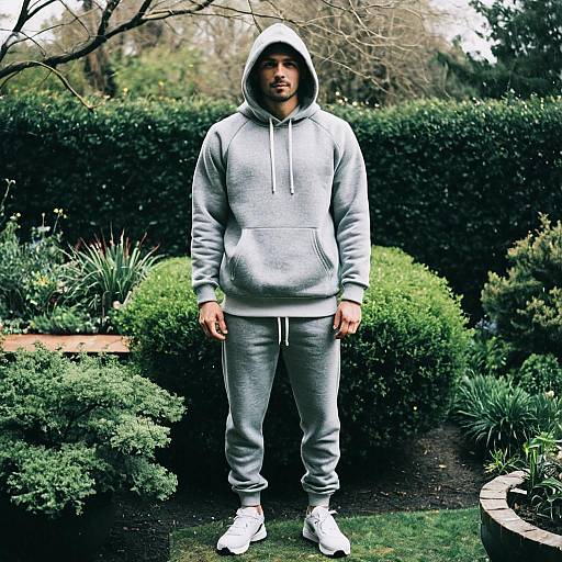 Man in Gray Hoodie with Joggers