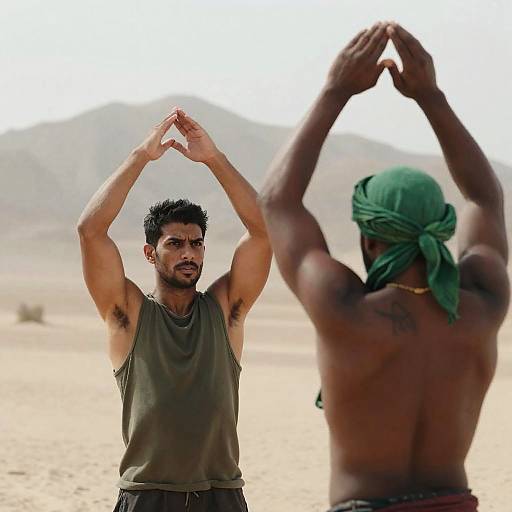 Powerful Men in Desert Landscape
