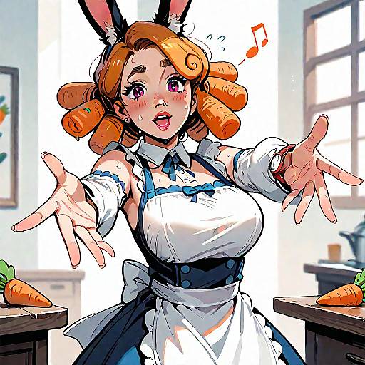 Blushing Bunny Maid Reaching Out