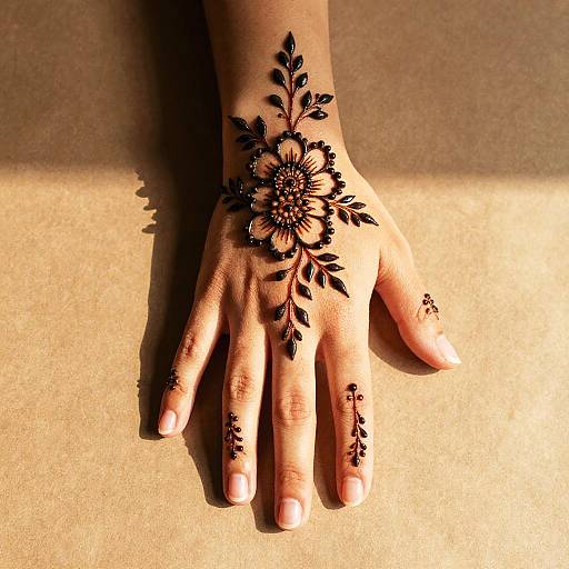 Intricate Black Henna on Hand