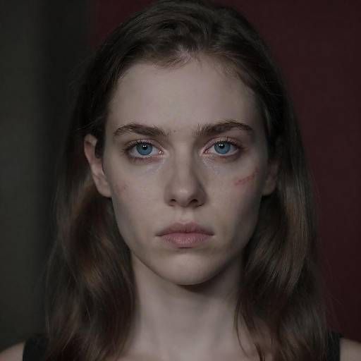 Close-Up Portrait of Scratched Pale Woman