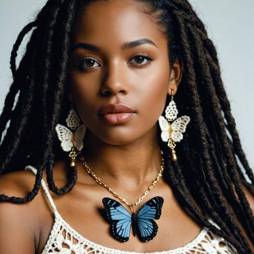 Realistic Portrait of Girl with Butterfly Locs
