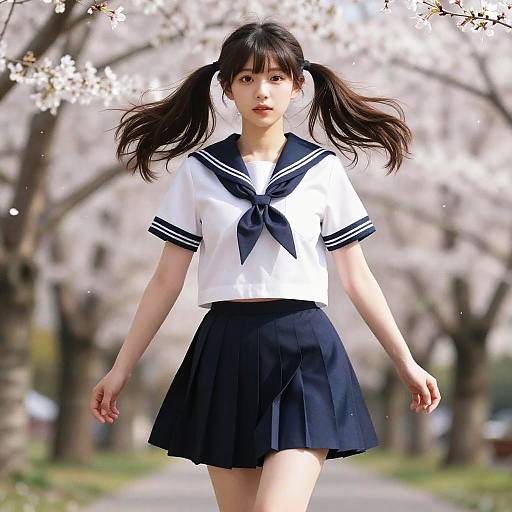 Serafuku Beauty in Cherry Blossom Breeze