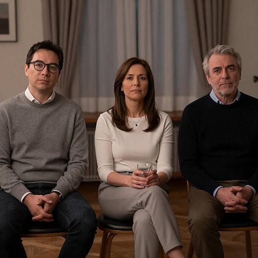 Dimly Lit Three-Person Interior Portrait