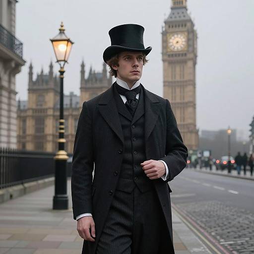 Victorian Gentleman in Foggy London
