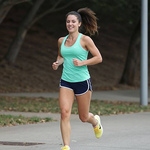 Joyful Woman Jogging Outdoors