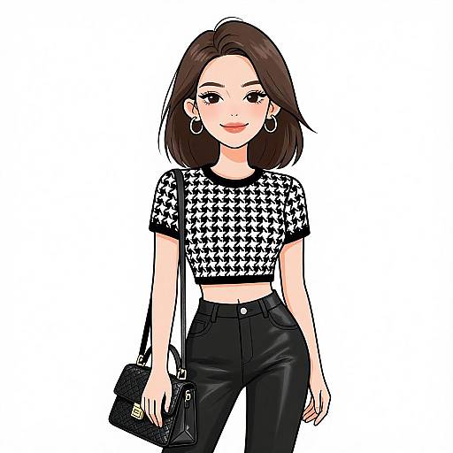 Smiling Woman in Chic Casual Outfit