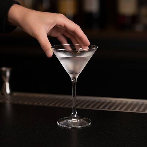 Elegant Martini Glass on Black Bar