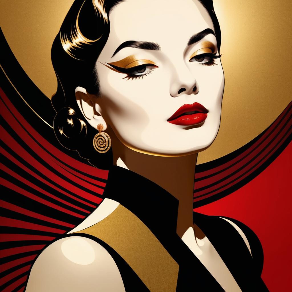 Glamorous Minimalist Art Deco Portrait