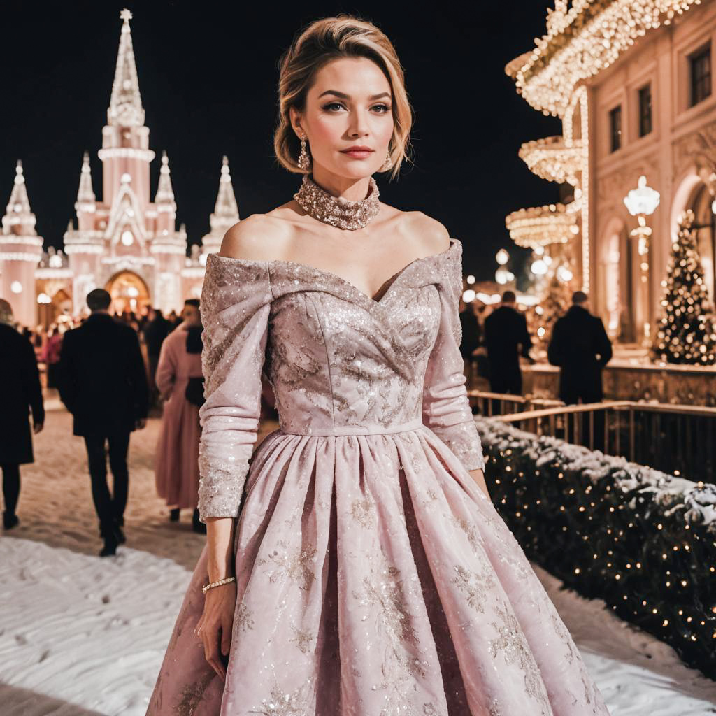 Elegant Festive Fashion at Amusement Park