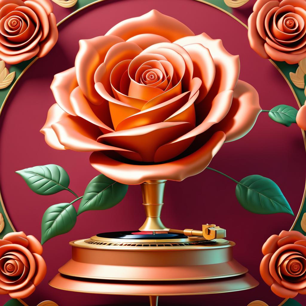 Vintage-Inspired Blooming Rose Gramophone