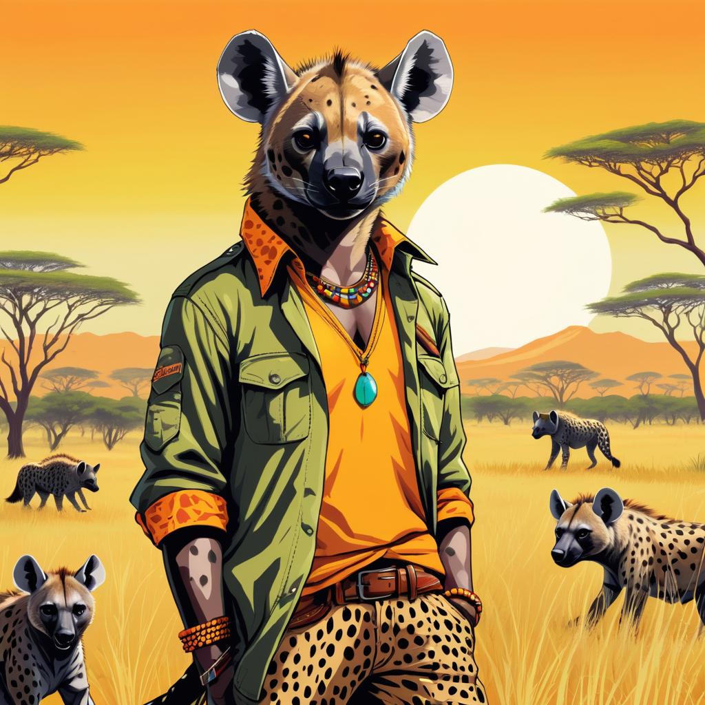 Vibrant Ecchi Hyena in Safari Outfit