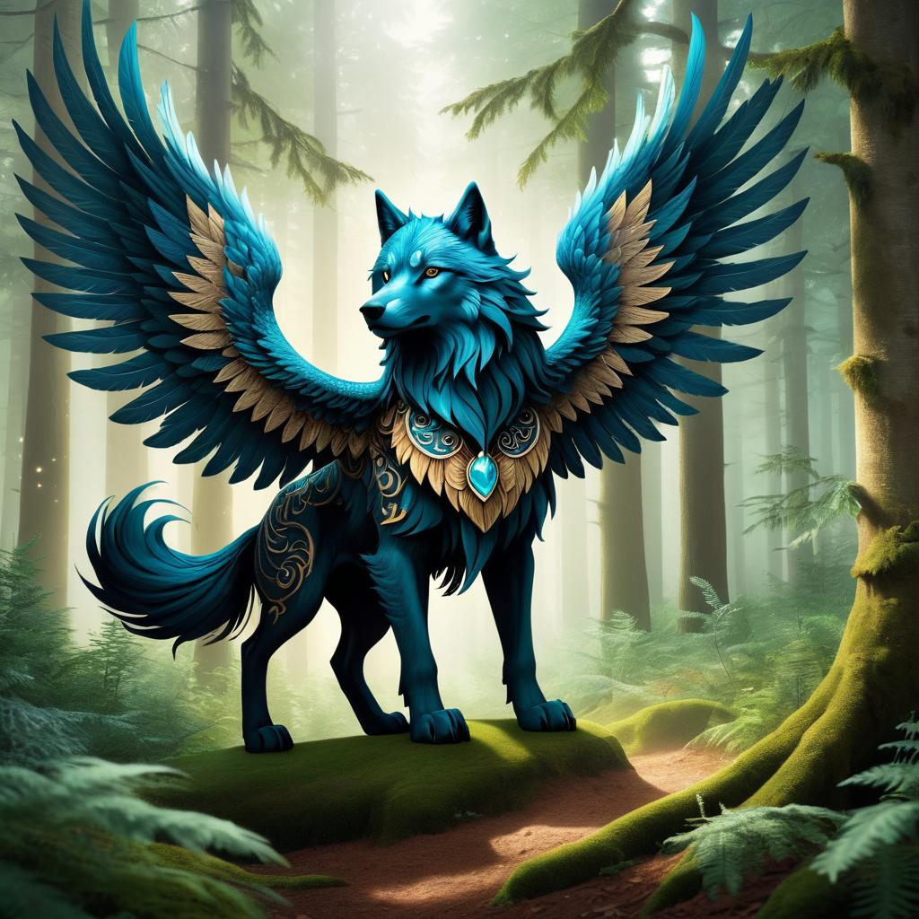 Mythical Wolf-Griffin in Enchanted Forest