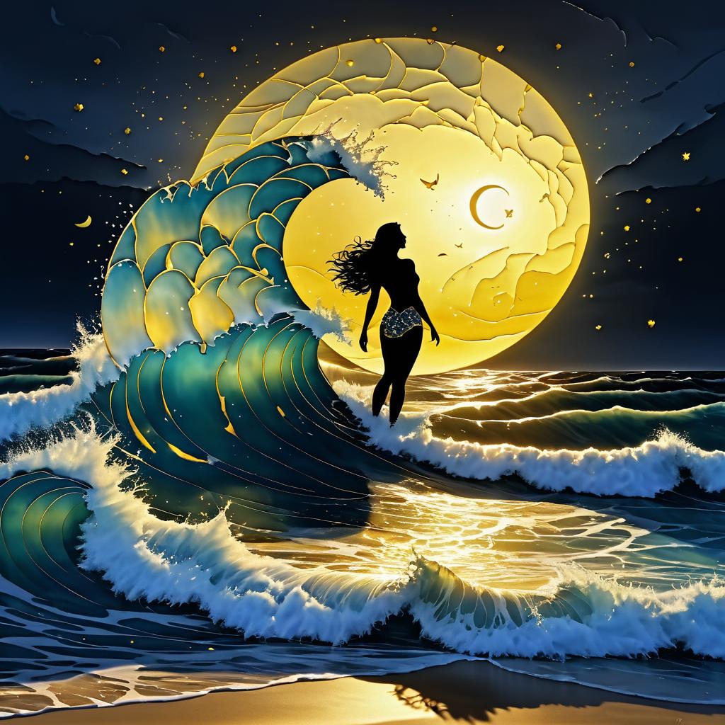 Surreal Beach Scene with Fish Elements