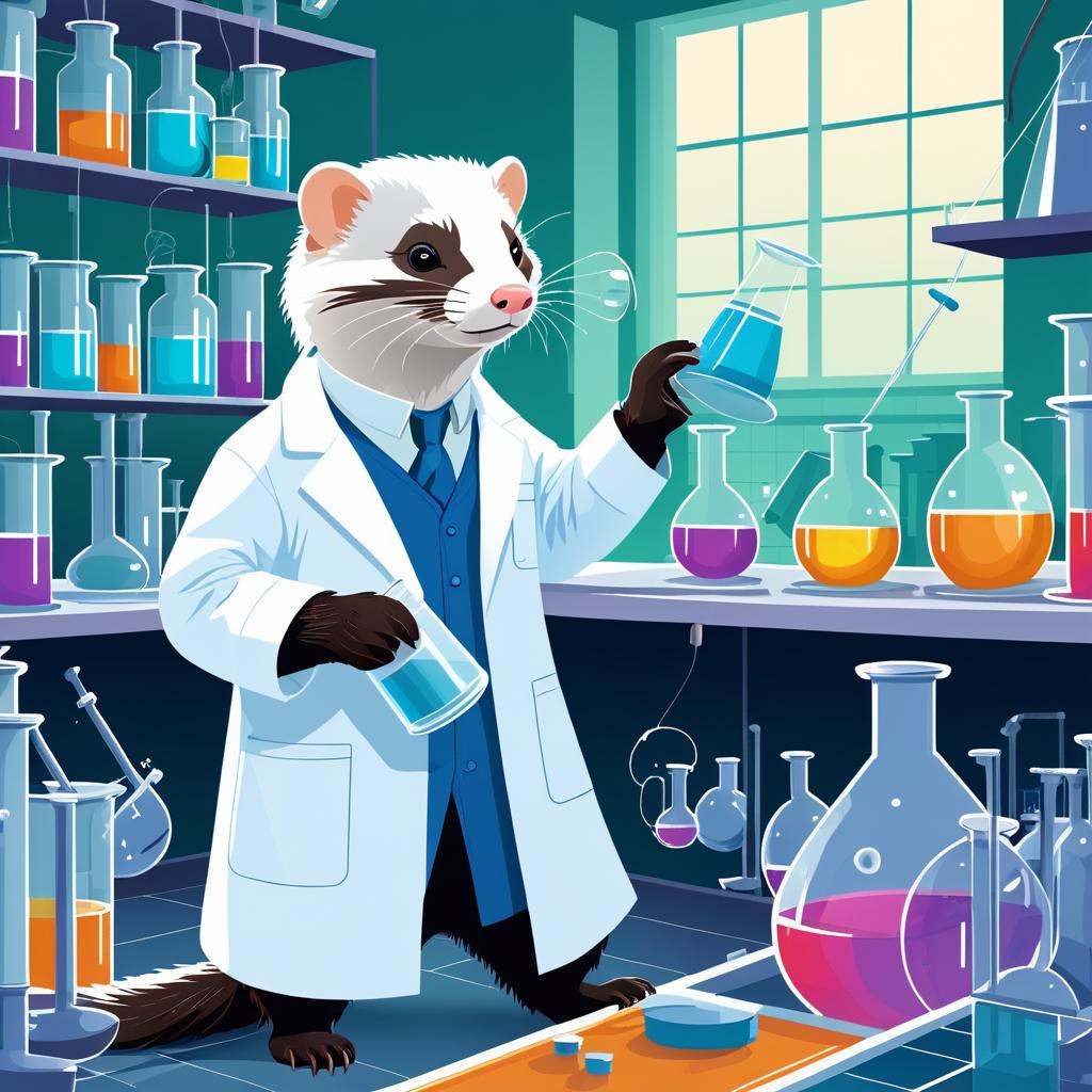 Whimsical Ferret Scientist in a Lab