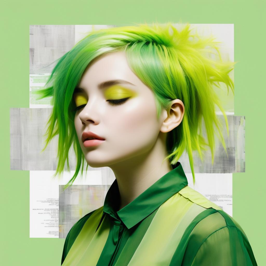 Conceptual Art Girl with Chartreuse Hair