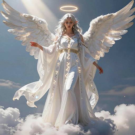 Angelic Aasimar on Shimmering Cloud