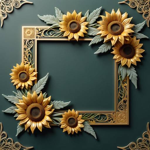 Elegant Boho Chic Sunflower Frame Art